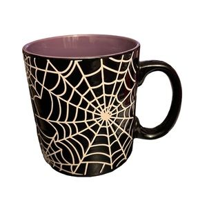 Black spiderweb mug purple inside